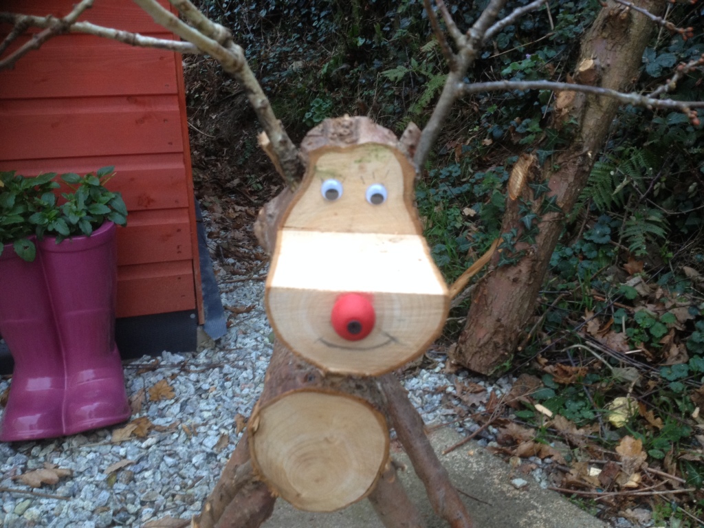 Making A Log Reindeer For Christmas